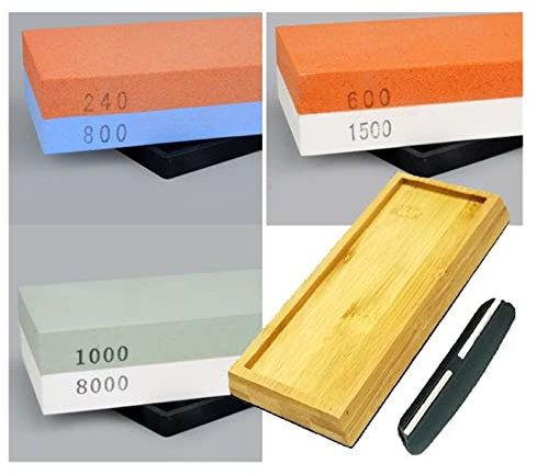 ISCBAFYX Affilacoltelli Professionale Pietra per affilare Pietre per affilare Pietra per affilare Pietra ad Acqua Cucina Grana 240 600 1000 3000 Doppia Faccia (Colore : 5 PCS Set 2, Dimensioni : As
