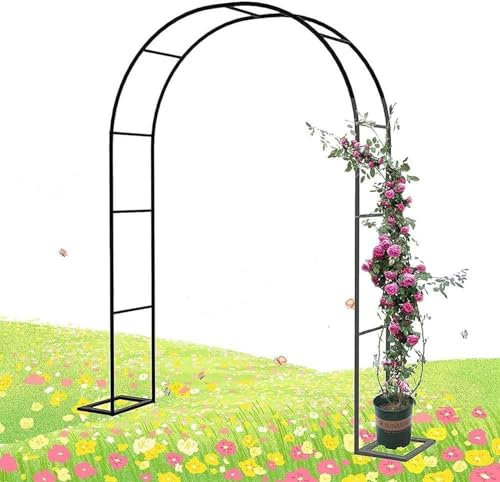 QPZMALSKY Arc en Métal Extérieur - Arches De Jardin avec Base, Arc Noir, Arc Rose, Cadre De Soutien, Arc De Mariage pour l'herbe De Jardin -Patio, Blanc, Blanc, W1,4 M * H2.3m