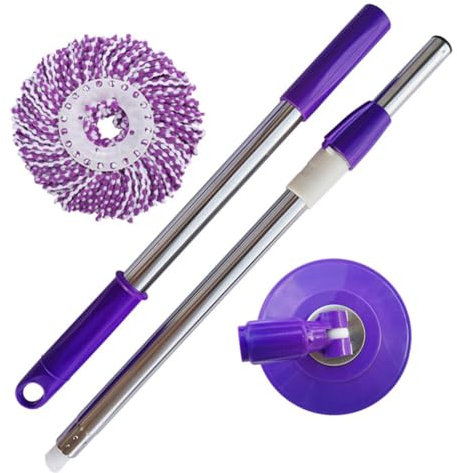 WHAMVOX Mop Telescopico Inossidabile con Testa Microfibra Pulizia Facile per Pavimenti Ceramica e Piastrelle Alta Assorbenza e Ritenzione Idrica Facile da Sostituire e Usare