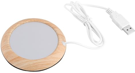 BORDSTRACT USB Grano de Madera Calentador de Tazas Calor Bebida Taza Estera, Calentador de Tazas Posavasos Calentador de Tazas de Café para Oficina Hogar Té Café Calentador Pad (Luz)