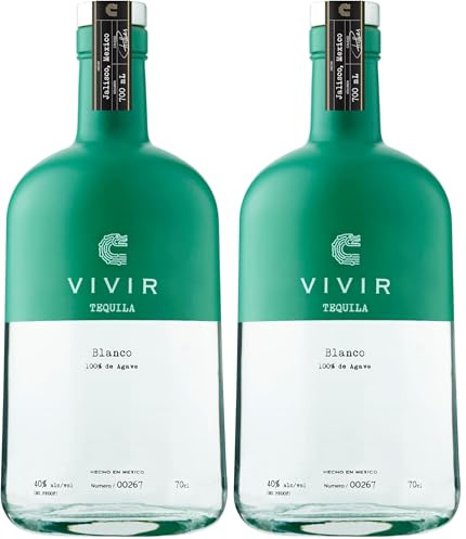 VIVIR Tequila Blanco - Award-winning Tequila Made With 100% Blue Weber Agave, Presenting Fresh Floral Notes On The Nose And Palate, 70cl Bottle, 40% ABV (Pack of 2)
