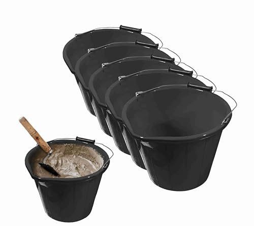 5 Plastic builders bucket with handle car wash cleaning bucket large 3 gallon mixing bucket for home household garden 14 Litre water bucket