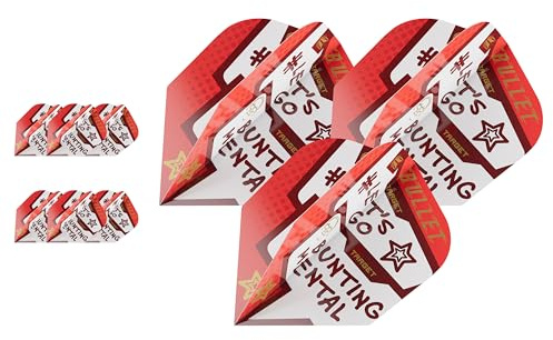 Target Darts Stephen Bunting Flights, 9er Pack - NO.2/NO.6/Ten-X Pro Ultra Dart Flights in Rot, Weiß und Schwarz, Dart Flight Multipack, Profi Dart Zubehör