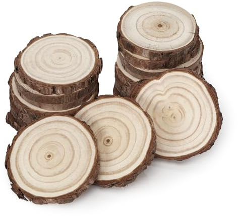 Rodajas de Madera Natural 18 Piezas,Discos de Madera Redondos 8–10cm