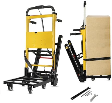 Carro eléctrico de Mano para Subir escaleras, Carga máxima de 200 kg, Resistente, 120 W con Motor de 120 W con Motor de 6 Ruedas, Alimentado por batería, para Muebles, logística Familiar, almacén