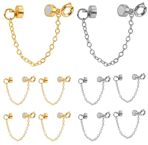 10 St Magnetiska Armbandslås och Förslutningar, Guld och Silver Magnetiskt Halsbandslås Armbandslåsförlängare Aldrig Förlora Smyckeslås och Förslutningar för Tillverkning av Armbandshalsband