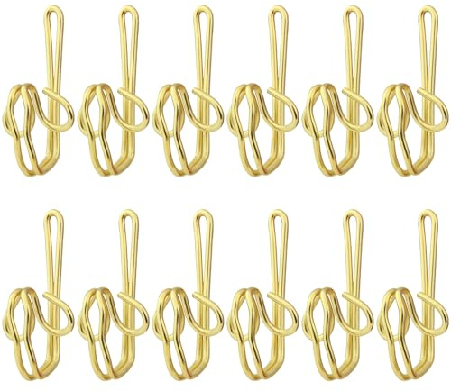 Alaoo Gancho de Cortina de Ducha, 120 Piezas Ganchos para Cortinas de Metal Resistente, Gancho de Cortina de Cinta para Barra de Ducha, Baños，Ventanas, Cortinas Plisadas, Estilo Mariposa-Oro-120uds
