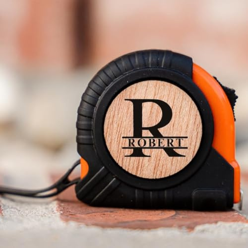Mètre ruban personnalisé gravé avec nom, cadeau personnalisé pour papa, mari, papa, grand-père, homme, cadeau de Noël ou d'anniversaire (orange)