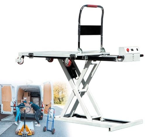 Beachtiful Hydraulic Lifting Platform, Electric Single Scissor Lift Table with 4 Wheels, Material Lift, 270kg Capacity, 102cm Lifting Height