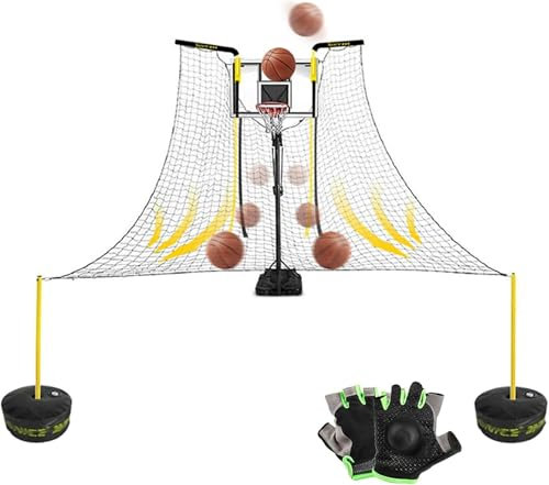 Basketball-Rückprallaufsatz für Reifen mit Netz, Drehbar Automatisches Schießen Basketball Rebounder Gerät für Basketballtor