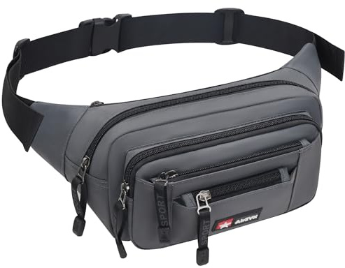 AirZyx wasserdichte Gürteltasche Bauchtasche Damen Herren Multifunktionale Hüfttasche mit Reißverschluss Geeignet für Reise Wanderung und Alle Outdoor-aktivitäten Schwarz