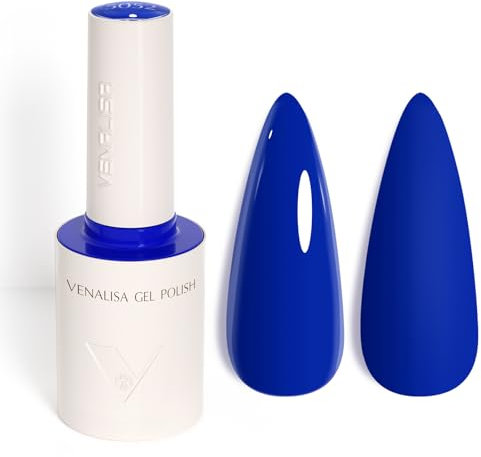 Venalisa Gel Nail Polish Royal Blue 10ml Stylish Round Bottle with Top Label Showing Color and Number UV Gel Polish for Stunning Nail Art Design 5052