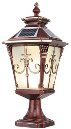 CWVYKNP Lampada da Esterno Europea con Palo da 40 Cm di Altezza, in Alluminio Antiruggine, con Colonna Solare in Vetro, di Lusso, Impermeabile, con Base di Montaggio su Molo per Giardino, Cortile.