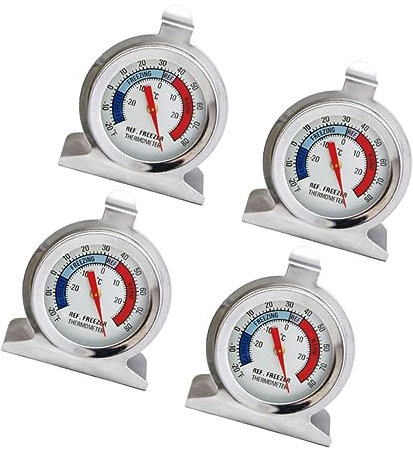 GANAZONO 4pièces Thermomètre Réfrigérateur Acier Thermomètres Appliqués Pour Congélateur Et Pour Maison Et Bureau Papier