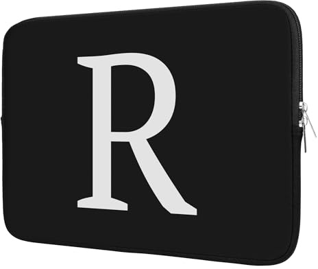 BAAGOAZ 11 Inch Laptop Sleeve Personalized Initial Gift Bag, Slim Lightweight Case for 11 Inch Chromebook MacBook PC Notebook, Black-Letter R