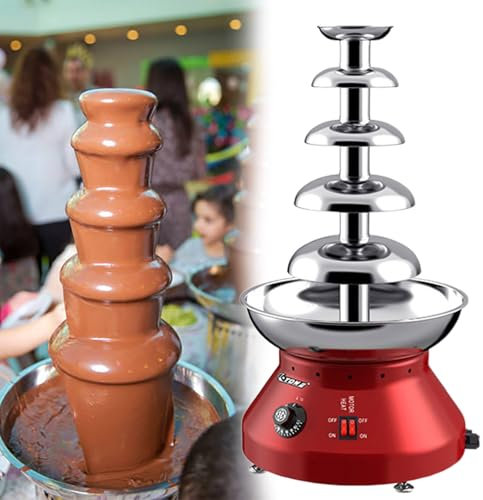 Edelstahl Schokoladenbrunnen Maschine Elektrischer Fondue-Brunnen für Süßigkeiten Butter Käse Schmelzen 5 Etagen