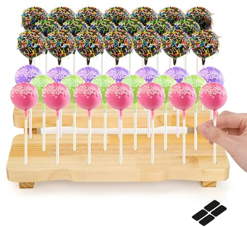 ELFULLY Cake-Pop-Ständer mit 40 Löchern, Holz-Lutscherständer, 2-stöckig, für Hochzeiten, Geburtstage, Babypartys, Jubiläen, Süßigkeiten, dekorativ, passend für 4 mm Lutscherstäbchen