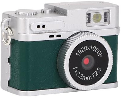 Topiky Mini Keychain Camera, 1080P Compact Selfie Camera, 0.96 Inch Screen Portable Small Video Camcorder Vintage Type C Instant Sharing, for Travel Study Recording (Green)