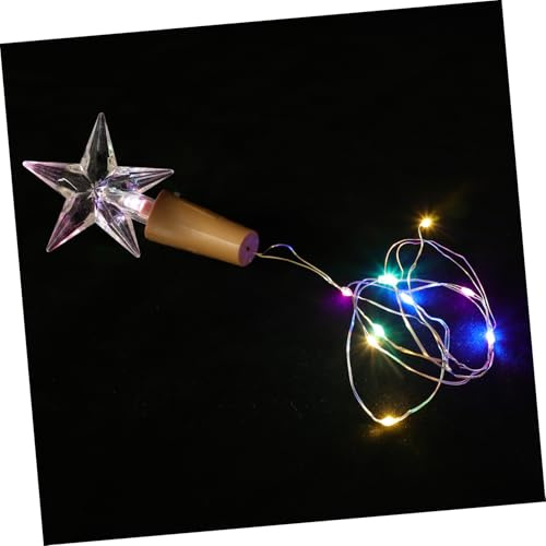 IMIKEYA Five-Pointed Led Cork Lights Bottle Decoration Copper Wire Fairy String Lights DIY Wine Bottle for Party Wedding Christmas 2pcs with 10-Color Mini Bulbs