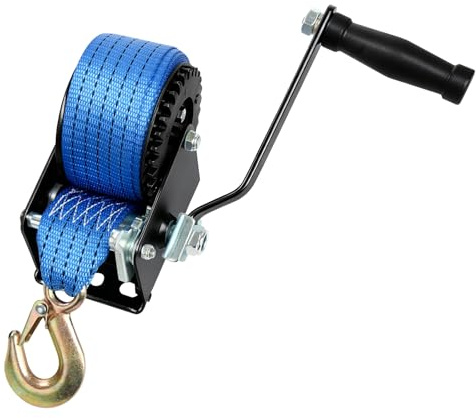 BOOMSTART Belt Winch 1200 lbs (544 kg) - Manual Boat Winch with 8 m x 50 mm Strap, Load Hook, Hand Crank with Soft Handle, Manual Recovery Winch for Trailers, Boat, ATV, Forestry, Agriculture