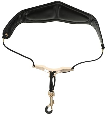 Verstellbarer Leder Saxophongurt für Altsaxophon, 1 Stück Schwarz | Einfach Anzulegen und Abzunehmen, Verschleißfest, Leicht, Bequemer Sitz, Zubehör für Musiker