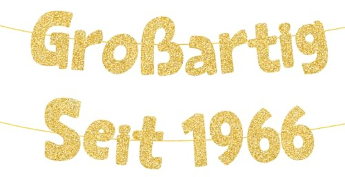 HUKUMA Großartig Seit 1966, Lustige Banner 60 Geburtstag, Glitzer-Banner 60 Geburtstag Mann Frau, Party-Dekorationen und Zubehör, Geburtstagsdeko Geschenke Jubiläum 60 Jahre