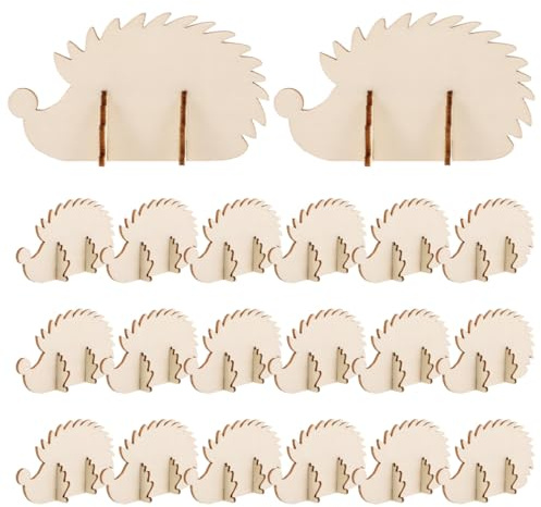 Milisten 20-teiliges Set zum Selbermachen aus Holz, Eichhörnchen und Igel, Dekoration für Geburtstag und Handwerk, Naturholz, zum Bemalen und Zusammenbauen