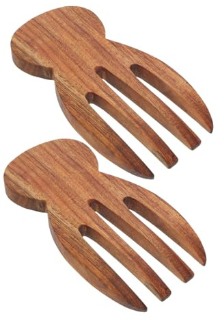 ANDRESLAD Set de 2 Mains de Service à Salade en Bois D'acacia, Ustensiles Résistants à l'usure et Adaptés la Cuisine Pétrissage