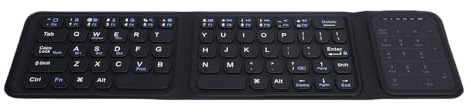 Tosuny Teclado Bluetooth Plegable con Panel Táctil y Teclado Numérico, Teclado Inalámbrico Portátil, Recargable por USB C, Ultradelgado y Silencioso, Teclados Plegables de Viaje para