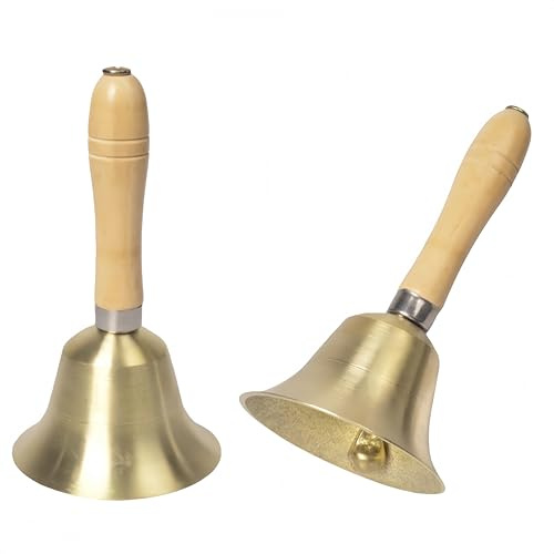 Ymswjgj handklocka mässing superhög handklocka klocka klocka hand bordsklocka massiv mässing ringklocka metallklockor med trähandtag julklocka handklocka klocka klocka service klocka hand