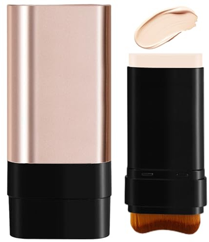 Corrector en barra Maquillaje líquido natural de larga duración con pincel Corrector impermeable 2 en 1 Cobertura total para mujeres Todos los tonos de piel, Barra de color marfil