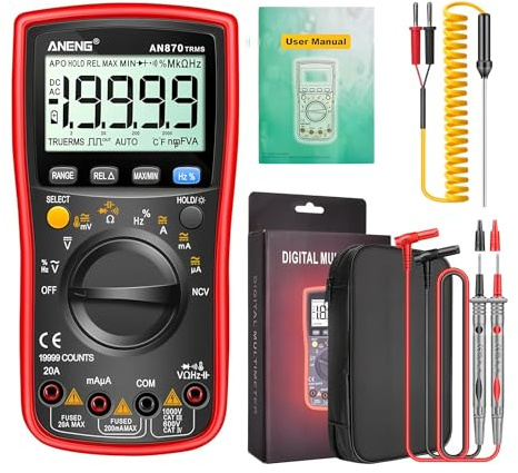 Multimetro intelligente AN870 digitale professionale 19999 conteggi tester tensione AC corrente NCV capacità resistenza ohm strumento di prova (AN870)