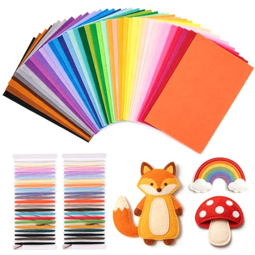 Ennoxwi 40 stycken A4-pysselfiltset, mjukt filttyg för sömnad och pyssel, 40 blandade färger filtplattor för konst, skola, gör-det-själv, dekoration och handarbete – mångsidig filt för pyssel