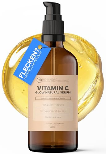 BIO Vitamin C Serum 10% hochdosiert + Hyaluron & Aloe: Anti Aging, vegan | 6-fach Komplex (ohne Salicylsäure) mit Aloe Vera, für strahlenden Teint bei dunklen Flecken, Naturkosmetik, Made in Germany