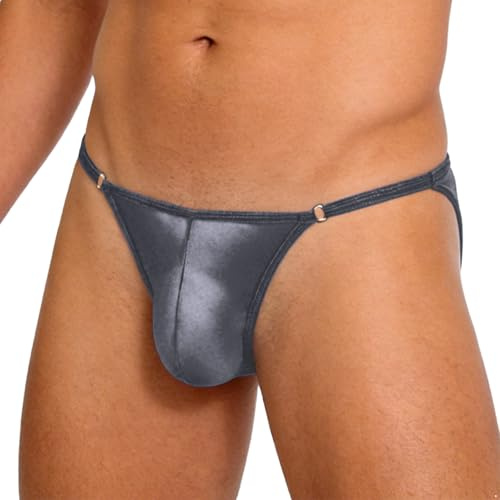Agoky Mäns kalsonger tanga underkläder transparent underkläder tanga stringtrosor stringtrosor baddräkt strings ouvert öppen sexiga underkläder grå en storlek