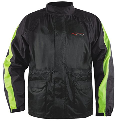 Veste Pluie Nylon 100% Etanche Capuche Reflechissant Moto Motard Sport Fluo XXL