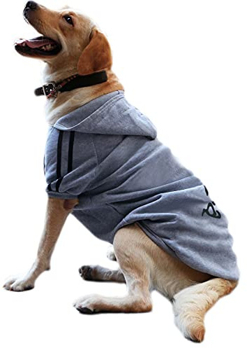 Eastlion Sweat à Capuche Grand Chaud Coton Sweatshirt pour Chiens Pet Pull Vêtements Veste pour Chien Manteau Jumpsuit Costume,Gris,3XL