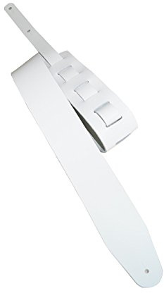 Leder Gitarrengurt 'Basic', in 10 Farben, 2 Längen und 3 Breiten, Echtleder, Farbe:weiß, Größe:8cm breit / 90-130cm lang
