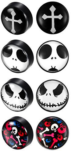 JewelryWe Schmuck 4 Paare Magnet Ohrstecker, Edelstahl Runde Fakeplugs Fake Plug Magnetische Ohrringe Ohrclip Clips Kein Ohrloch Piercing für Herren Damen, 4 verschiedene Designs