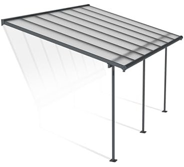 Canopia by Palram Terrassenüberdachung Alu Sierra 3X4.25 Polycarbonat Hohlkammerplatten Pergola 434 x 295 cm Grau zur Überdachung ihrer Terrasse