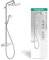 hansgrohe Croma E - Duschsystem mit Thermostat, Regendusche (280 x 170 mm) mit Armatur, Handbrause (3 Strahlarten), Schlauch, Brausestange und eckiger Kopfbrause (1 Strahlart), Chrom, 27630000