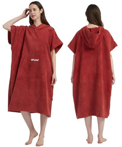 Hiturbo ombytesrock handduk poncho surfing kortärmad badrock med huva