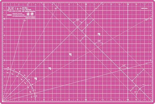 Elan Schneidematte A3 Rosa, 5-lagige Schneidematte 12x18 Selbstheilend, Bastelunterlage Schnittfest A3, Cutting Mat 12x18, Schneideunterlage Basteln