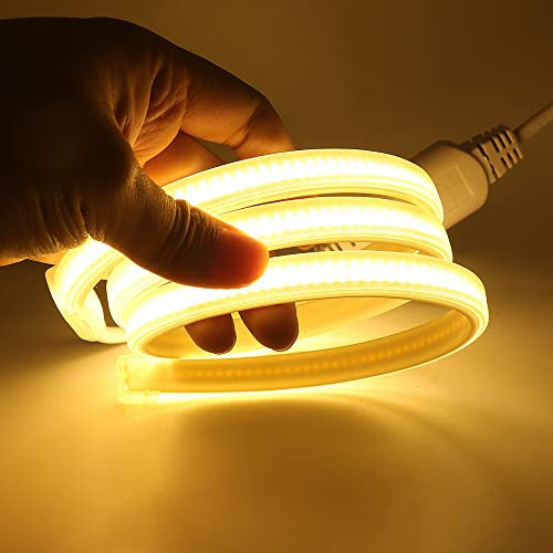 HEGEHE Flexible Tira de LED COB 220V con Cable de Alimentación, 288 LED/m Luz de Cuerda de Alto Brillo, Cada Corte de 50cm, IP65 Impermeable (0.5m, Blanco Cálido)