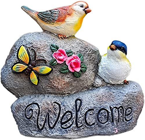 Statue de Jardin Exterieur Moderne Statues de Jardin d'oiseaux, Signe de Bienvenue en résine décorative de Conception d'oiseau Vivant Naturel for la décoration d'art de Patio, pelouse, Cour