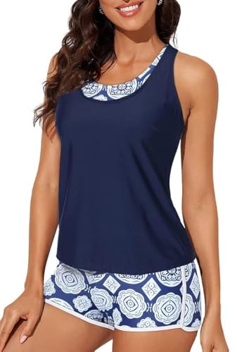 Bsubseach Maillot De Bain Tankini 3 PièCes pour Femme Maillots De Bain AthléTique DéBardeur Modeste avec Soutien-Gorge De Sport