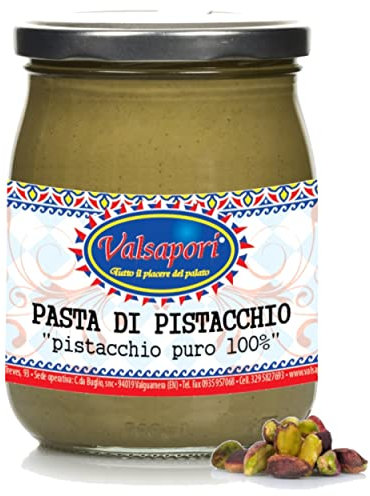 Valsapori - PASTA DI PISTACCHIO (100 gr) - PISTACCHIO PURO 100% | Pasta Pura di Pistacchio Americano ideale per Gelati, Creme e Pasticceria Varia - Pistacchio Selezionato, Qualità Elite