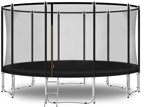 Baunsal® Trampolin Outdoor Ø 457 cm (FGOS) schwarz als Komplettset Gartenspielzeug Kindertrampolin Gartentrampolin rund Garten Spielzeug für Kinder