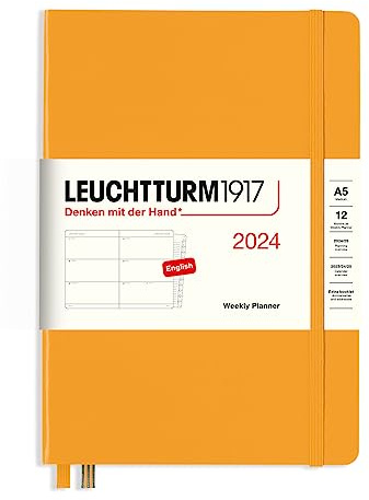 LEUCHTTURM1917 367616 Wochenkalender Medium (A5) 2024, 12 Monate, Rising Sun, Englisch
