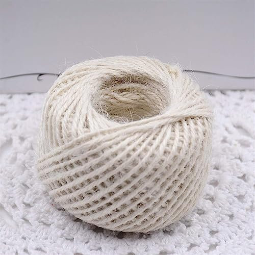 Cuerda for decorar, cuerda de yute natural, cordel de yute natural, 50 metros, cuerda de arpillera de 2 mm, cuerda de cáñamo for decoración del hogar, bolsa de cordón, cuerda de embalaje duradera (col